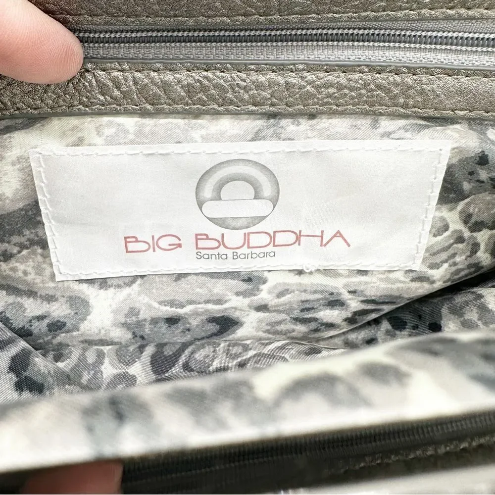 Big-buddha Pewter/Metallic Clutch With‎ Chain Accent Wristlet Vegan Leather
